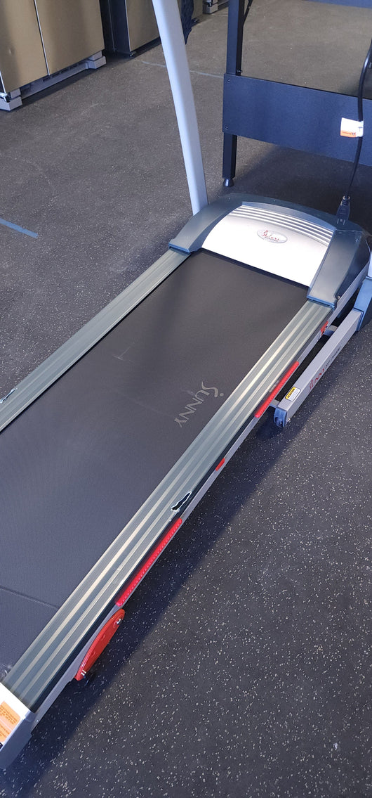 Sunny Health & Fitness Treadmill with Manual Incline, Pulse Sensors, Folding, LCD Monitor for Exercise SF-T4400! 

-New & Assembled but does have some cracked plastics from shipping, photos shown