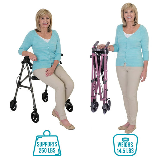 !!!REDUCED!!! Able Life Space Saver Rollator, Lightweight Folding Walker with Seat, Blue!
