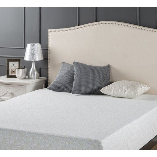 Zinus Nino Upholstered Metal Nailhead Arched Full/Queen Headboard, Taupe!

-Brand new in the box