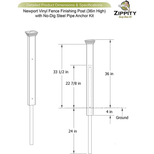 Zippity Outdoor Products ZP19003 Newport Finishing No Dig Vinyl Post, White!

-Brand new in the box
