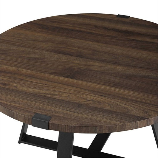 Walker Edison 30" Metal Wrap Round Coffee Table - Dark Walnut with Black Base!

-Brand new and assembled