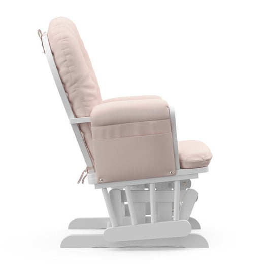 Storkcraft Hoop Glider and Ottoman, White Finish with Light Pink Cushions!

-Brand new in the box 