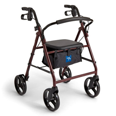 Medline Strong Steel Rollator, Folding Rolling Walker, 8" Wheels, 350lb Weight Capacity, Red Frame!

-Brand new and assembled