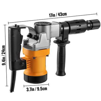 VEVOR Demolition Hammer, 0.67" 9.5 Amp Corded Concrete Breaker Accepts SDS-Plus Bits, 1050W Jack Hammer w/ Flat and Point Chisel Bits & Case, 6.5 Joule Concrete Jack for Breaking tough Ground & Wall!