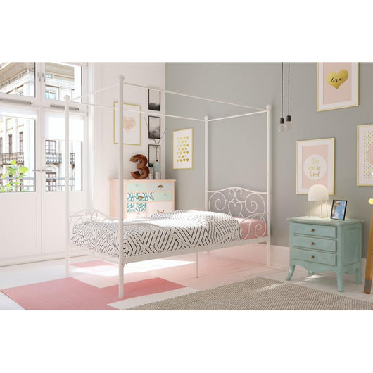 Elm & Oak Metal Canopy Kids Poster Bed, Twin, White!

-Brand new in the box 