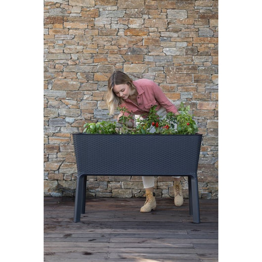 Keter 19.4" x 44.9" x 29.8" Black Resin Raised Garden Kit!! BRAND NEW, MINOR CRACK FROM SHIPPING!!