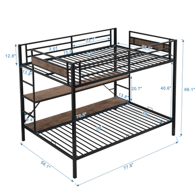 Metal Full over Twin/ Full Bunk Bed Frame with Guardrails & 2 Ladders, No Box Spring Needed!

-Brand new in the box