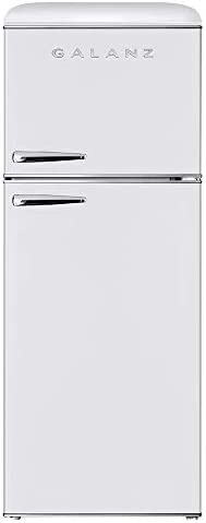 Galanz GLR10TWEEFR True Top Freezer Retro Refrigerator Frost Free Dual Door Fridge, Adjustable Electrical Thermostat Control, 10.0 Cu Ft, White!