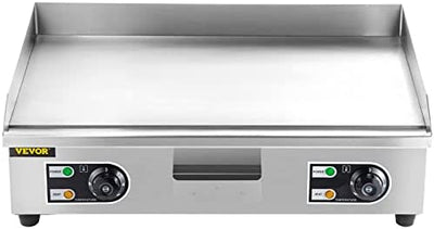 Vevor 29" Commercial Electric Griddle 110V 3000W Electric Countertop Griddle Non-Stick Restaurant Teppanyaki Flat Top Grill Stainless Steel Adjustable Temperature Control 122°F-572°F (NO PLUG