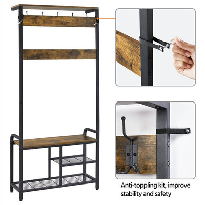Yaheetech 72" H Multifunctional Hall Tree Entryway Coat Rack with Bench & Shoe Storage & 23 Ball-End Hooks Rustic Brown!

-Brand new in the box 