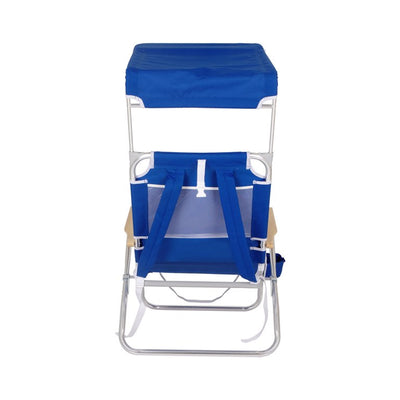 Mainstays Reclining Comfort Height Backpack Canopy Beach Chair, Blue!  -Brand new out of the box!