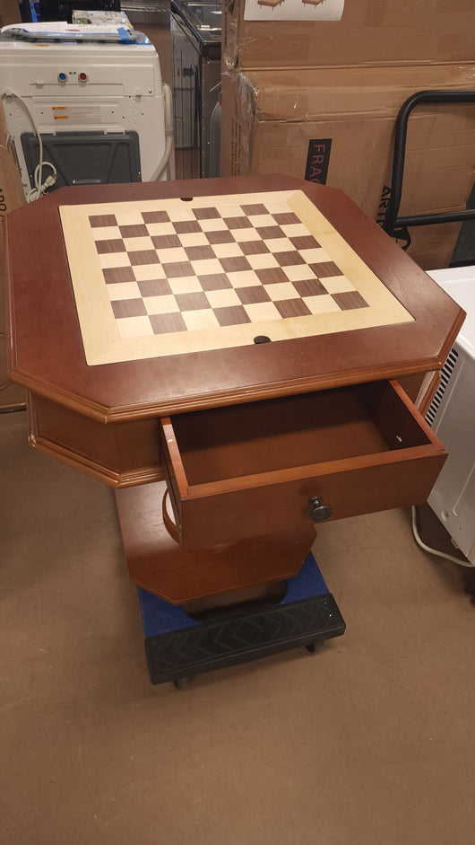 Acme Bishop Chess/Game Table, Cherry finish- NEW AND ASSEMBLED! (Dents/ Scratches from shipping- photos shown)