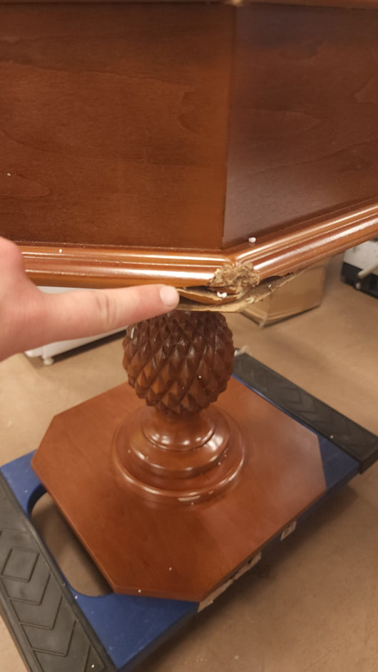 Acme Bishop Chess/Game Table, Cherry finish- NEW AND ASSEMBLED! (Dents/ Scratches from shipping- photos shown)