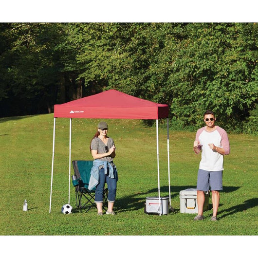 Ozark Trail 4' x 6' Instant Canopy Outdoor Shade Shelter, Brilliant Red; Assembled Dimensions :4 ft. x 6 ft. x 85 in.!

-Brand new in the carry Case (Fabric is new & never used but was folded up and put back inside by us to make sure it was clean)