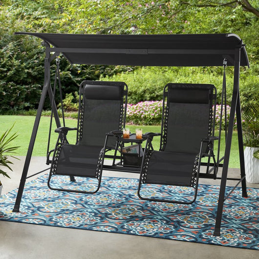 Mainstays Zero-Gravity Steel Porch Swing,Black!

-Brand new and assembled but is missing the canopy, photos shown