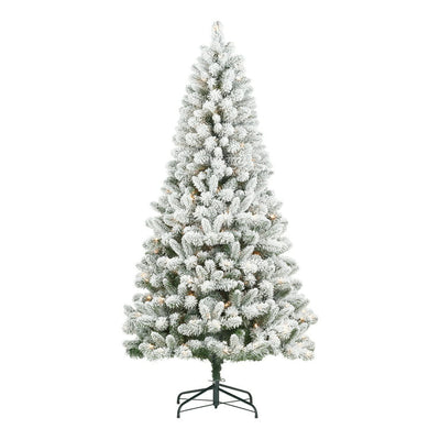 Holiday Time 6.5ft Pre-Lit Flocked Frisco Pine Christmas Tree, Green, 6.5', Clear!

-Brand new in rhe box 