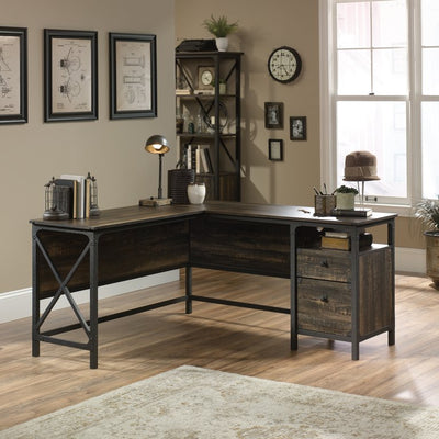 Sauder Steel River L-Shaped Desk, Carbon Oak!

-Brand new in the box