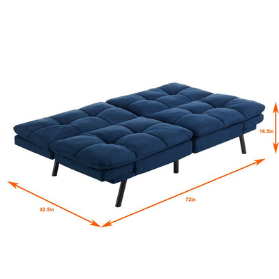 Mainstays Memory Foam Futon, Blue Faux Suede! NEW & ASSEMBLED!