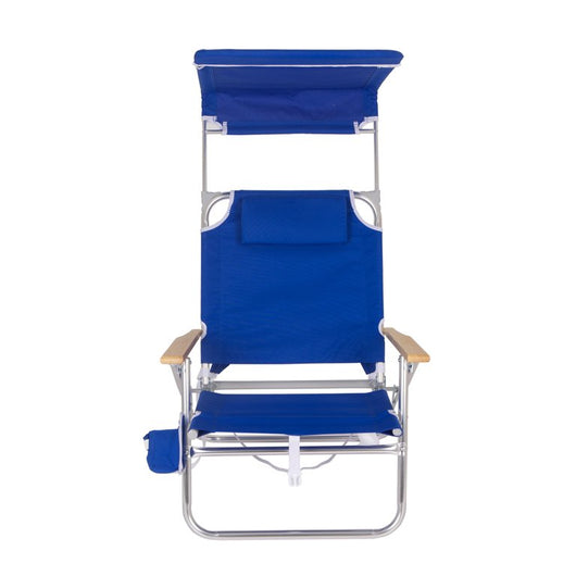 Mainstays Reclining Comfort Height Backpack Canopy Beach Chair, Blue!  -Brand new out of the box!