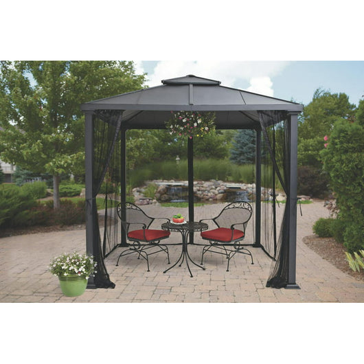 Better Homes & Gardens Sullivan Ridge 8' x 8' Steel Hard Top Gazebo with Netting, Black!