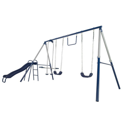 Sportspower Arcadia Metal Swing Set with 5ft Slide, Trapeze, 2 Person Glider Swing!

-Brand new in the box 