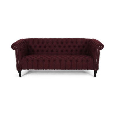 Noble House Slate Fabric Tufted 3 Seater Sofa, Wine, Black Feet!

-Brand new and assembled