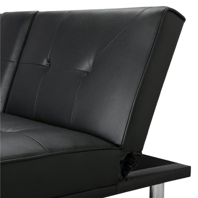 Yaheetech Modern Faux Leather Futon Sofa Bed with Armrest Home Recliner Couch Home Furniture, Black!! NEW IN THE BOX!!