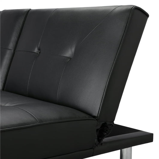 Yaheetech Modern Faux Leather Futon Sofa Bed with Armrest Home Recliner Couch Home Furniture, Black!! NEW IN THE BOX!!
