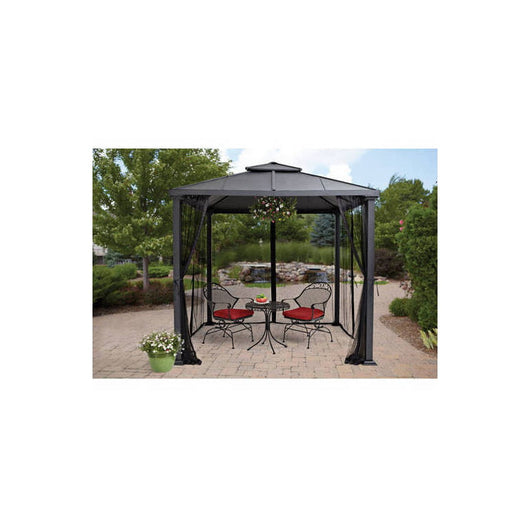 Better Homes & Gardens Sullivan Ridge 8' x 8' Steel Hard Top Gazebo with Netting, Black!