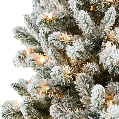 Holiday Time 7.5-Foot Pre-Lit Flocked Frisco Pine Artificial Christmas Tree! NEW IN BOX!
