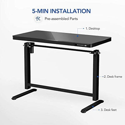 Exelpen Glass Standing Desk with Drawers, 48 x 24 Inch Electric Height Adjustable Desk Black Home Office Computer Table with USB Charged, Storage Organizer!

-Brand new in the box, assembly is required