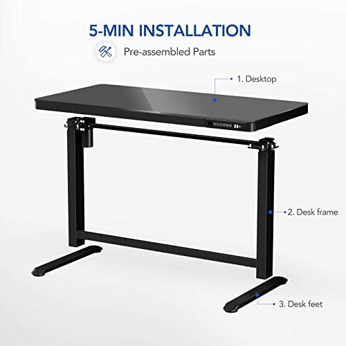 Exelpen Glass Standing Desk with Drawers, 48 x 24 Inch Electric Height Adjustable Desk Black Home Office Computer Table with USB Charged, Storage Organizer!

-Brand new in the box, assembly is required