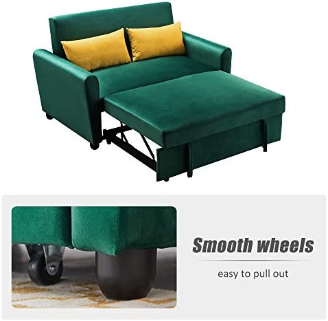 Merax 57" Modern Velvet Sleeper Sofa Bed, Convertible Sleeper Sofa Couch!