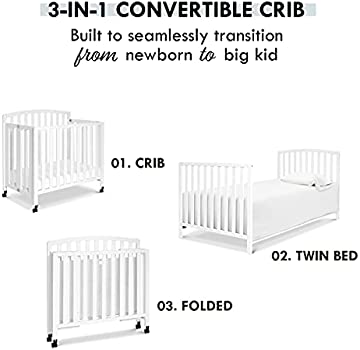 DaVinci Dylan Folding Portable 3-in-1 Convertible Mini Crib and Twin Bed in White!

-Brand new in the box 