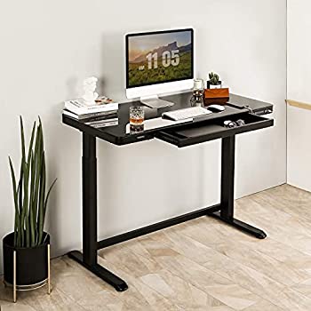 Exelpen Glass Standing Desk with Drawers, 48 x 24 Inch Electric Height Adjustable Desk Black Home Office Computer Table with USB Charged, Storage Organizer!

-Brand new in the box, assembly is required