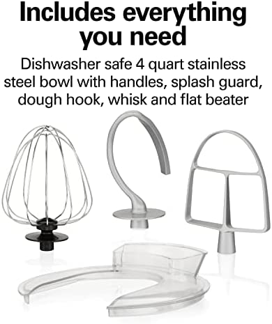 Hamilton Beach Electric Stand Mixer, 4 Quarts, Dough Hook, Flat Beater Attachments, Splash Guard 7 Speeds with Whisk, Black with Top Handle!

-Brand new in the box 