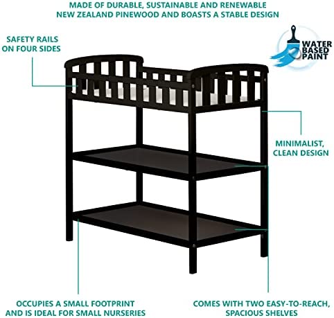 Dream On Me Emily Changing Table In Black, Comes With 1" Changing Pad, Features Two Shelves, Portable Changing Station!

-Brand new in the box 