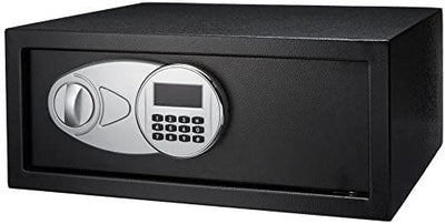 AmazonBasics Steel, Security Safe Lock Box, Black - 0.7-Cubic Feet!

-Brand new out of the box, does have a very small chip from shipping, photos shown