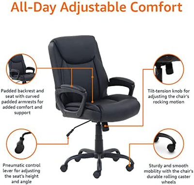 Amazon Basics Classic Puresoft Padded Mid-Back Office Computer Desk Chair with Armrest - Black!

-Brand new in the box 