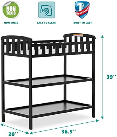 Dream On Me Emily Changing Table In Black, Comes With 1" Changing Pad, Features Two Shelves, Portable Changing Station!

-Brand new in the box 