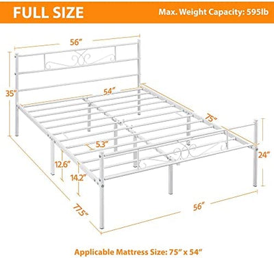 Classic Metal Platform Bed Frame with Headboard and Footboard for Adults Girl/Boy, Full Size White!

-Brand new in the box 