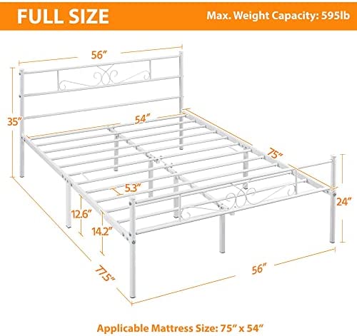 Classic Metal Platform Bed Frame with Headboard and Footboard for Adults Girl/Boy, Full Size White!

-Brand new in the box 