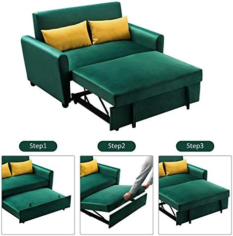 Merax 57" Modern Velvet Sleeper Sofa Bed, Convertible Sleeper Sofa Couch!