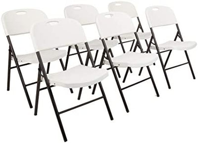 Amazon Basics Folding Plastic Chair, 350-Pound Capacity, White, 6-Pack- NEW IN BOX!!!