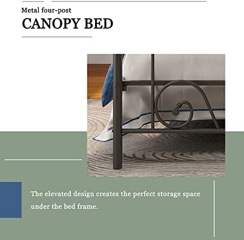 Beautiplove Metal Four Post Canopy Bed Frame Queen Size with Ornate European Style, Black!

-Brand new in the box 