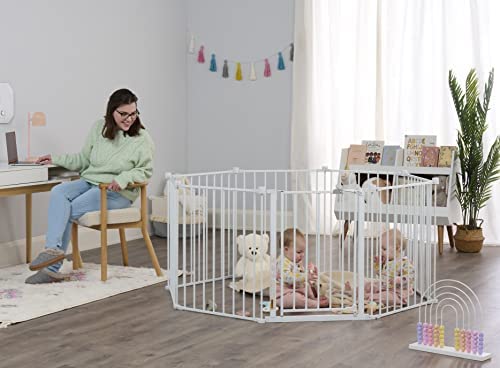 Regalo 192 inch Wide Double Door Super Wide Baby Gate and 8-Panel Play Yard, White, 4-in-1**New in box**