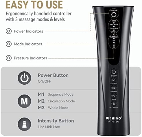 FIT KING Foot and Leg Massager for Circulation and Relaxation with Hand-held Controller 3 Modes 3 Intensities FT-012A!