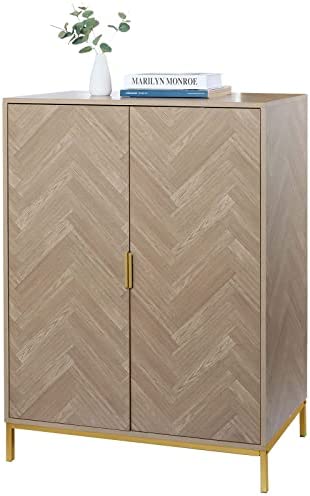 Anmytek 2 Door Wood Accent Storage Cabinet, 43" H Natural Oak Tall Sideboard Furniture with Adjustable Shelves for Living Room Kitchen!

-Brand new in the box 