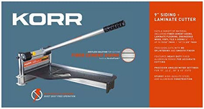 KORR KMAP001 9 inch Laminate Flooring and Siding Cutter with Heavy Duty Fixed Aluminum Fence and Built-in Precision Angled Miter Settings!

-Brand new in the box 