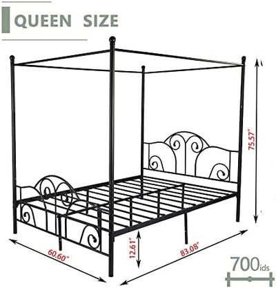 Beautiplove Metal Four Post Canopy Bed Frame Queen Size with Ornate European Style, Black!

-Brand new in the box 